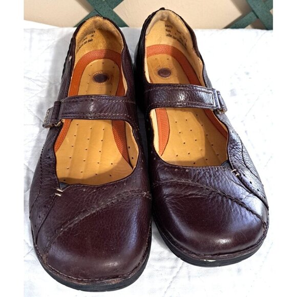 Clarks Shoes - Clarks Unstructured Women's 9.5W Brown Leather MaryJane Shoes